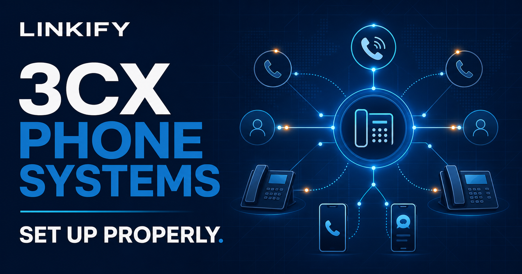 Linkify 3CX phone system connecting numbers, desk phones, apps and users